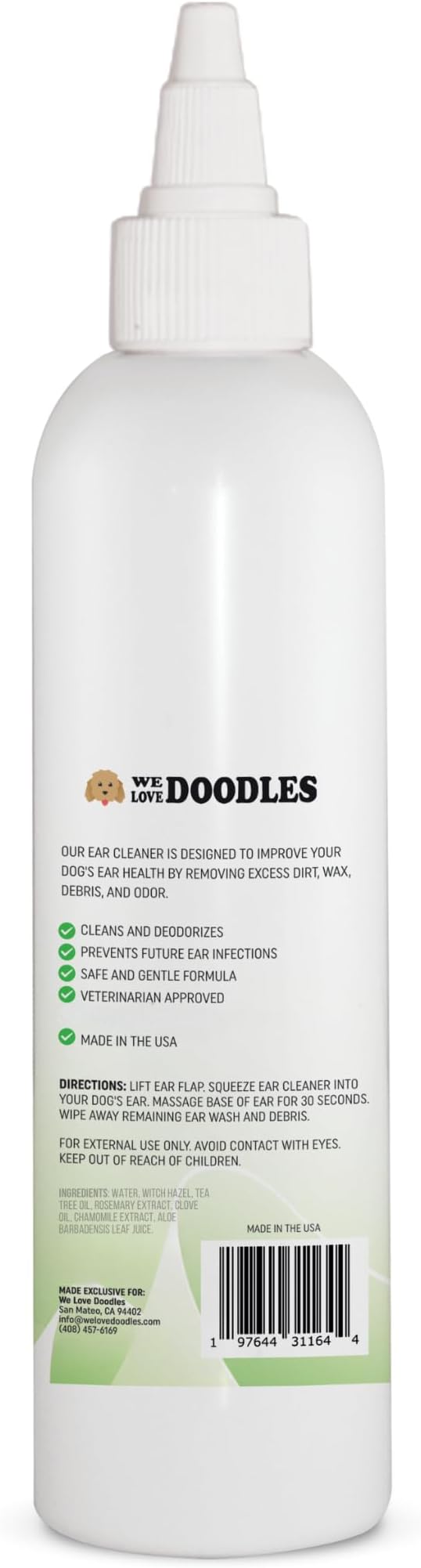 We Love Doodles Dog Ear Cleaner | Ear Wash for Dogs | Made in USA | Natural | Clean Ear Drops | Prevents Infection, Itching & Odor | Puppy Ear Cleanser | Pet Cleaning Ears Solution