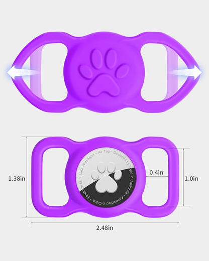 Dynmeow Dog Cat Collar Holder Compatible with Airtag, Anti-Lost Silcione Holder for 3/4-1" inch Wide Collar, Purple, M(1 Pack)