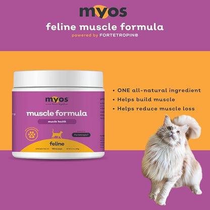 MYOS Feline Muscle Formula - Powered by Fortetropin for Senior Cats - Aids Weight Gain, Muscle Growth & Mobility Support - Natural, Cat Nutritional Supplement - 180 Servings