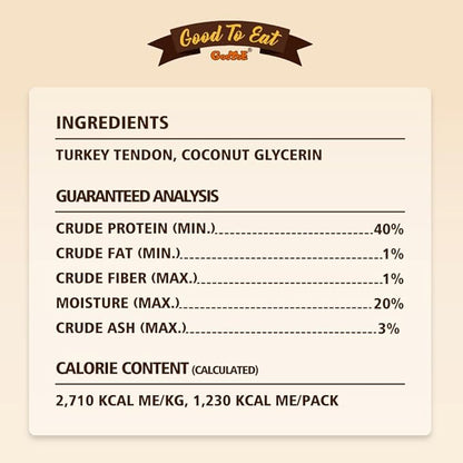 Gootoe Soft Turkey Tendon Stirip 1 lb, Natural Chewy Snack, USA-Sourced Turkey Tendon, Premium Training Chew, Hypoallergenic, Reseal Value Bag, Ideal for Small& Senior Dog, Jumbo Pack