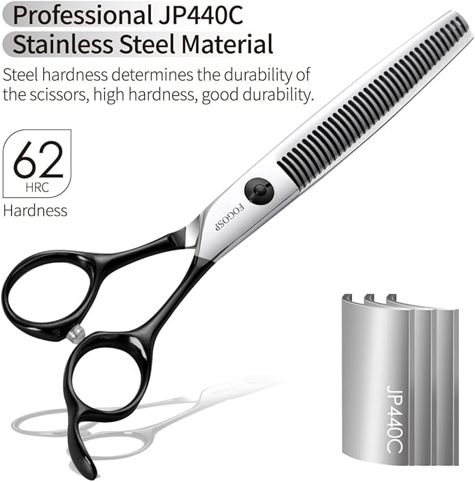 FOGOSP Dog Thinning Shears for Grooming 36 Teeth 6.5" Dog Blending Shears for Grooming Small Medium Dogs Professional Pet Thinners Blenders Scissors for Right Groomer(Blender, Black)