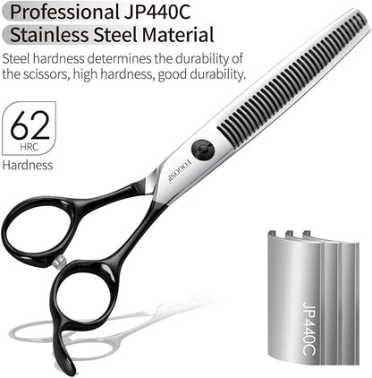 FOGOSP Dog Thinning Shears for Grooming 36 Teeth 6.5" Dog Blending Shears for Grooming Small Medium Dogs Professional Pet Thinners Blenders Scissors for Right Groomer(Blender, Black)