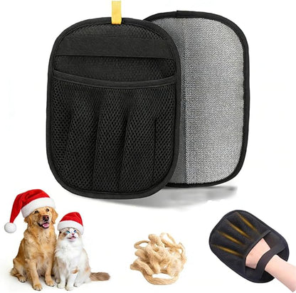 Pet Hair Remover Gloves for Furniture & Car - Electrostatic Deshedding Mitt for Cats/Dogs, Reusable Washable on Sofa, Clothes, Carpet (2pcs-Black)