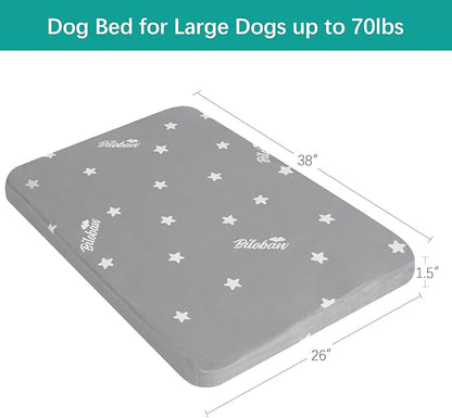 Waterproof Dog Bed for Large Dog, Memory Foam Orthopedic Dogs Beds & Furniture for Large Sized Dogs, Anti-Slip & Washable Puppy Mat for Sleeping, Plush Flannel Top Pet Beds, Grey