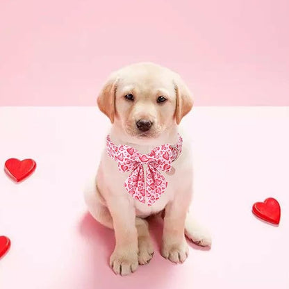 UP URARA PUP Valentine’s Day Dog Collar with Bow Tie, Pink Heart Bowtie Collar with Metal Buckle, Valentine’s Day Gift Pet Collar for Puppy Girl Boy Dog or Cat, Wedding Dog Collar, S, Neck 10-16in