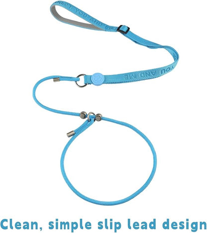 EVERKING Dog Slip Lead Dog Training Leash, No-Pull Slip Leash and Collar,Nylon Material Heavy-Duty and Durable,with Comfortable Padded Handle,Suitable for All Dogs (Blue(4.9-5.9FT-Metal Buckle))