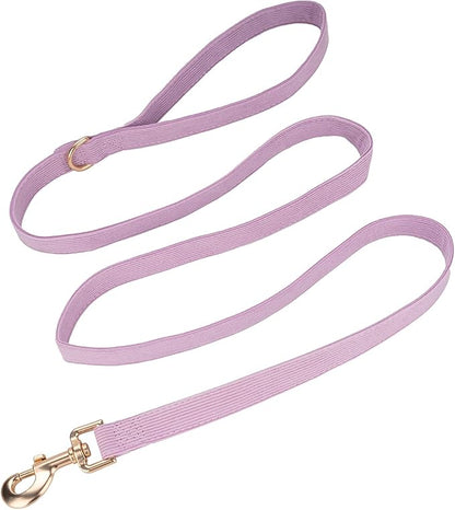 Soft Corduroy Dog Collar and Leash Set Adjustable Durable Dog Collars with Metal Buckle and Lead for Large Dogs,Lilac