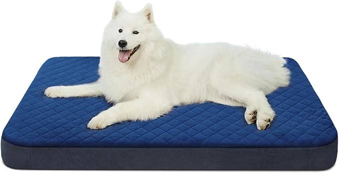 JoicyCo Large Dog Bed, Orthopedic Foam Big Dog Bed Mattress, 40 inch Joint Relief Pet Sleeping Beds, Non Slip Bottom with Removable Washable Cover, Dark Blue