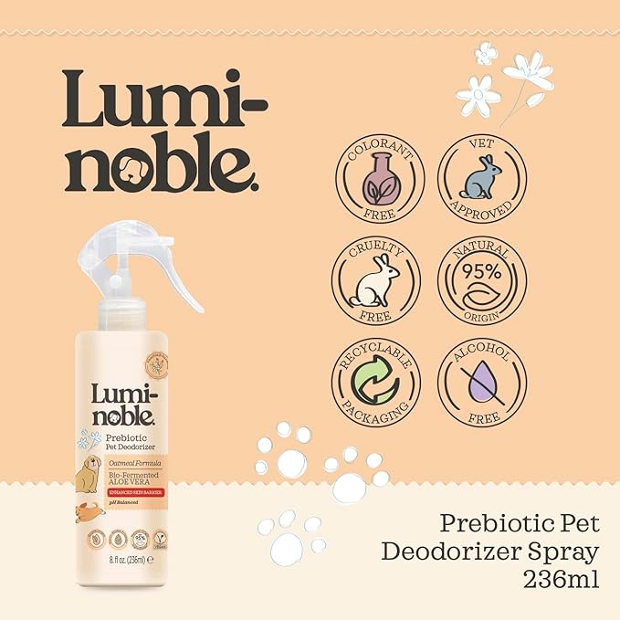 Prebiotic Dog Deodorizer Spray Perfume, Vanilla & Oatmeal Scented, Hypoallergenic Skin Care, Alcohol-Free Odor Remover for Dogs, Prebiotic Formula to Refresh & Hydrate Sensitive Skin & Coat, 8oz