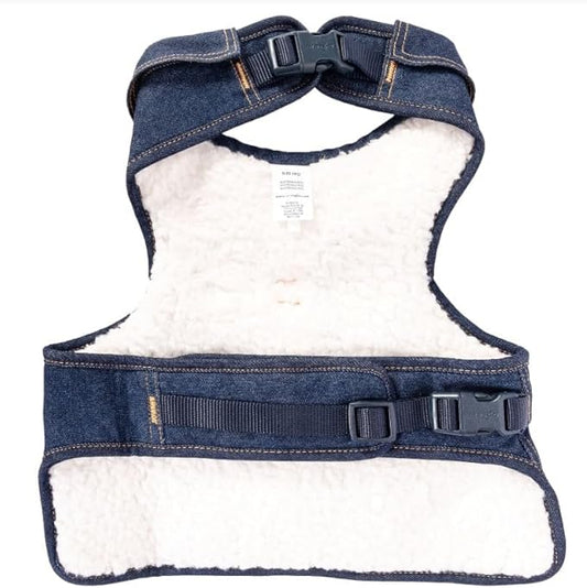 Wrangler Dark Wash Dog Vest Harness with Sherpa-S