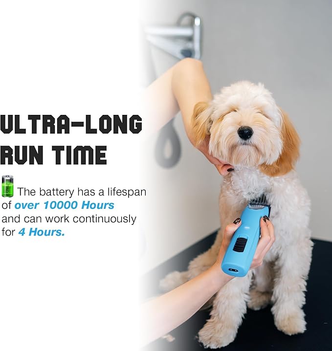Professional Dog Clippers for Grooming - 2 Speed for Thick Curly Matted Coats, Low Noise Cordless Pet Hair Trimmer with Detachable A5 Blade & Metal Guide Combs Kit for Horse Animal Breeds