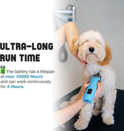 Professional Dog Clippers for Grooming - 2 Speed for Thick Curly Matted Coats, Low Noise Cordless Pet Hair Trimmer with Detachable A5 Blade & Metal Guide Combs Kit for Horse Animal Breeds