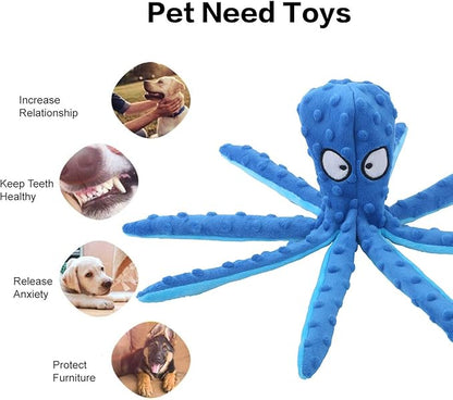 CPYOSN Dog Squeaky Toys Octopus - No Stuffing Crinkle Plush Dog Toys for Puppy Teething, Durable Interactive Chew Toys for Small, Medium and Large Dogs Training and Reduce Boredom, 2 Pack