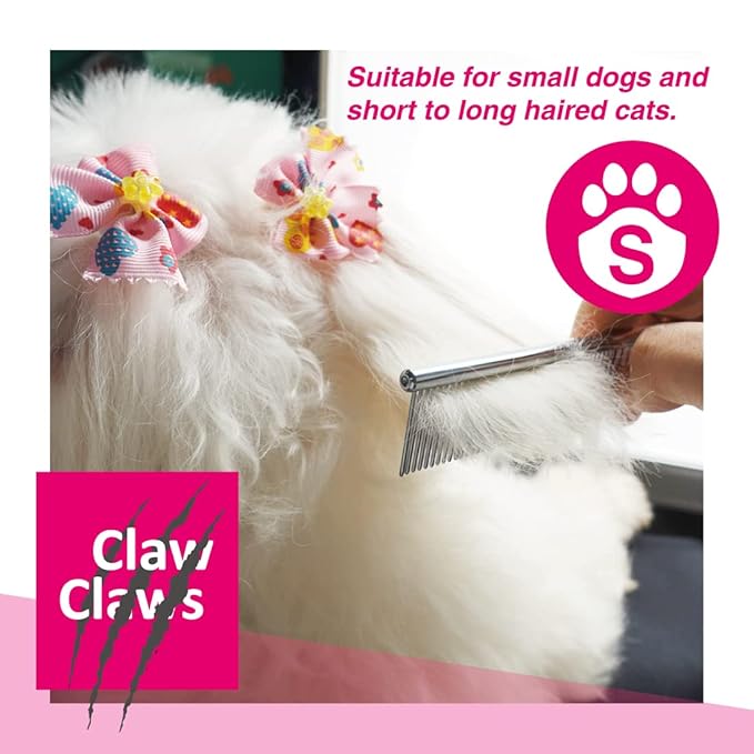 Claw Claws 6.1" Comb with Rounded Ends Spine, Pet Comb for Professional Groomer Tool, for Short to Medium Haired Dog, Cat and other pets.