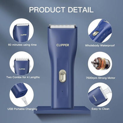 Tileon Dog Clippers,Quiet Washable USB Rechargeable Cordless Dog Grooming Kit,Electric Pets Hair Trimmers Shaver Shears for Dogs and Cats