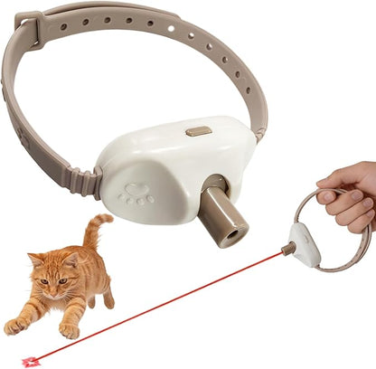 Walfront Cat Toys, Adjustable Fit 9.1–13.4"(23–34cm) Wide Beam Angle Brown Light-Up Collar, USB Rechargeable 2 Modes with Automatic Chasing, Playtime at Home for Energetic Cats, Fun Exercise