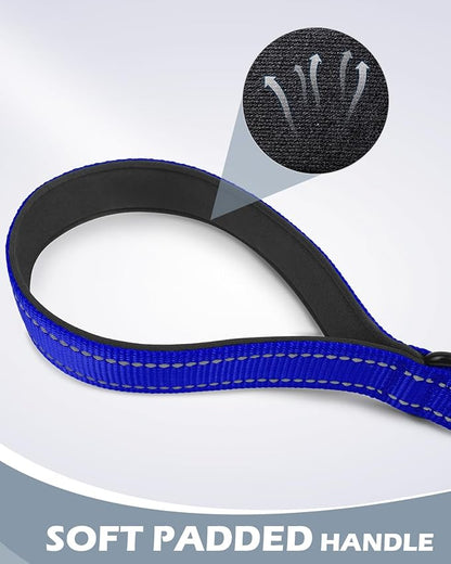 Joytale Strong Short Dog Leash 2FT, 1.2 Inch Wide, Heavy Duty, Padded Handle for Traffic Control, Reflective Leash for Medium and Large Dogs Walking Training, Royal Blue