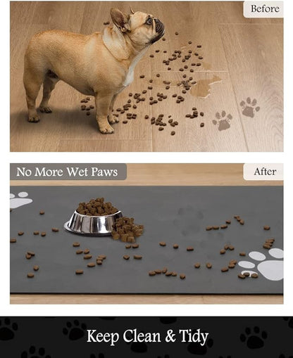 PADOOR Pet Feeding Mat-Absorbent Dog Mat for Food and Water Bowl-No Stains Quick Dry Water Dispenser Mat-Dog Accessories Pet Supplies-Bowl for Messy Drinkers（Darkgrey,17"x28"）