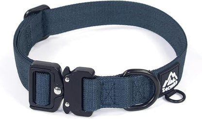 Heavy Duty Dog Collars for Medium and Large Dogs - Adjustable, Chew Proof Nylon Collar with Metal Quick Release Buckle and D-Ring for Dog Tags (Navy Blue, 2XL)