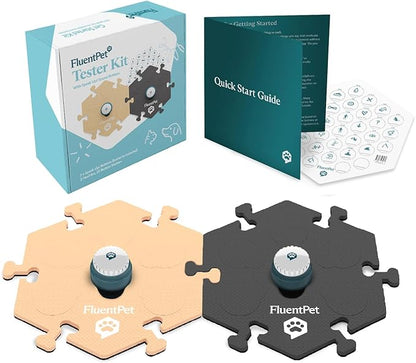 FluentPet Speak Up! Tester Kit - Set of 2 Dog Talking Buttons with Pre-Installed Batteries & 2 HexTiles -| Pet Buttons for Communication