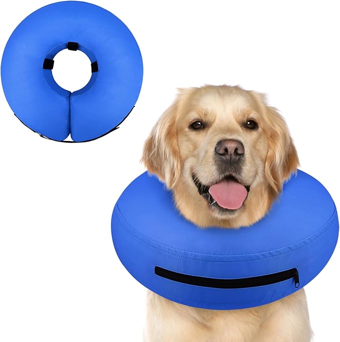 Supet Inflatable Dog Cone Collar Alternative After Surgery, Dog Neck Donut Collar Recovery E Collar to Stop Licking, Soft Dog Cone for Medium Large Dogs