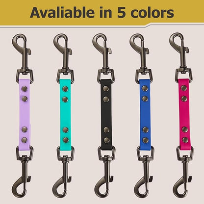 Dog Safety Collar Clip – Waterproof Backup Connector with Dual Hooks for Harness and Collar | Leash Safety Attachment for Training & Walking (Black, 9 inch)