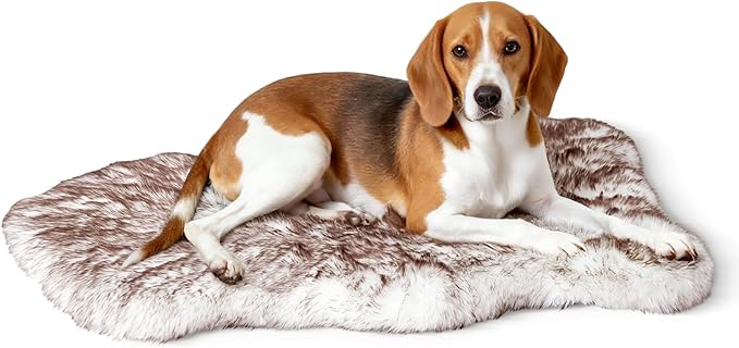 Welfibr Dog Rug Bed 100% Waterproof Luxury Faux Fur Dog Bed Medium Size Dog Orthopedic Dog Beds Comfy Fluffy Dog Rug Comfort Pet Beds with Removable Cover Washable Noiseless Dog Mat Non-Slip 40"