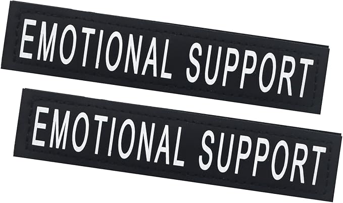 2Pack Service Dog Patches, Black Vest Patch for in Training Dog, Removable Dog Harness Patches with Hook Backing, Emotional Support-S