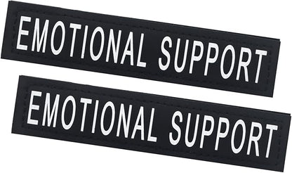 2Pack Service Dog Patches, Black Vest Patch for in Training Dog, Removable Dog Harness Patches with Hook Backing, Emotional Support-S