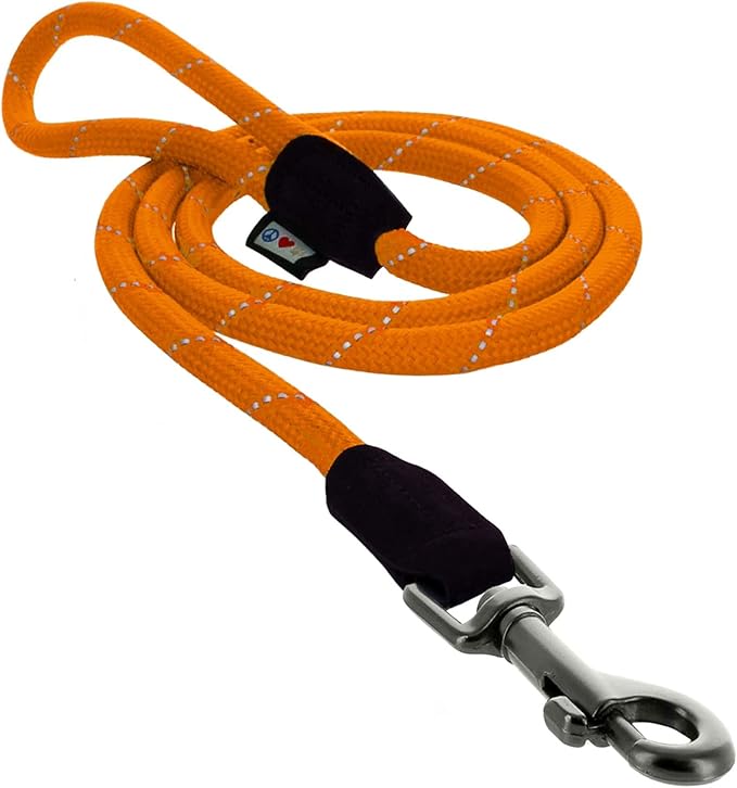 Pawtitas Orange Rope Dog Leash, X-Small/Small, 6 ft.