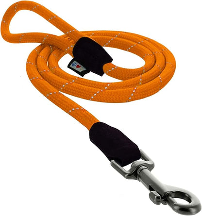 Pawtitas Orange Rope Dog Leash, X-Small/Small, 6 ft.