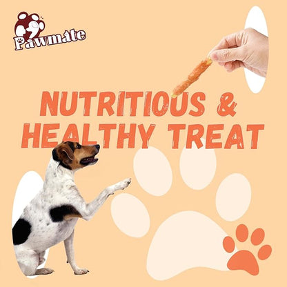 Pawmate Dog Treats Pumpkin Biscuits Chicken Wrapped, Healthy Chewy Snacks High Fiber Low Fat, Training Treats for Small Medium Large Dogs, 10.6 oz