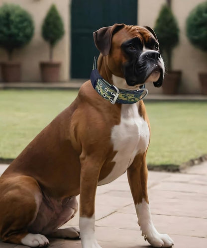 Dog Collar for Large Dogs - 2" Wide Tactical Collars with Handle for Extra Large Breed Dogs, Military Heavy Duty 1/3" Thick Nylon Pet Collar Camo Green L