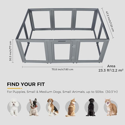 Everfront Clear Dog Play Pen - Easy Assemble Durable Plastic Acrylic Dog Playpen - Dog Playpen Indoor, Puppy Playpen, Cat Playpen, Small Animal Playpen, Dog Play Pen Indoors (Grey, 30.3" H, 10PCS)