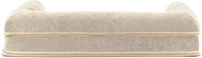 FurHaven Soft, Orthopedic Foam Sofa Dog Bed with Washable & Removable Cover - Sherpa/Chenille - Cream, Dogs Up to 35 lbs - Medium