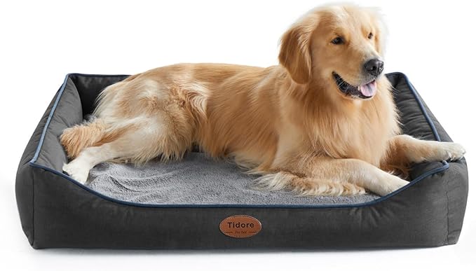 Tidore Orthopedic Dog Beds for Medium Dogs, Durable Egg Crate Foam Sofa Dog Bed wit Washable Removable Cover,Waterproof Lining,Pet Bed for Large Dogs (Dark Grey, 39.4" L x 31.5" W x 7.4" Th)
