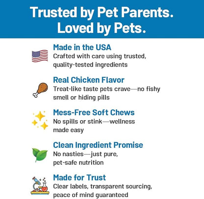 Omega 3 for Dogs – Dog Joint Support Soft Chews – Fish Oil Supplement for Dogs with EPA & DHA – Krill Oil Dog Chews – Supports Skin & Coat