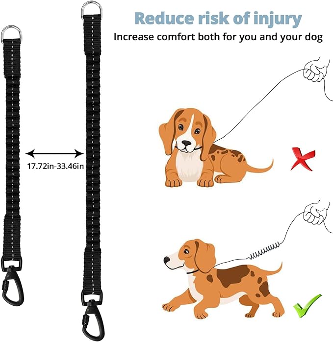 Long Dog Leash 15 FT: Heavy Duty Rope Leashes for Dogs Training with Swivel Lockable Hook Reflective Threads Bungee and Padded Handle - Dog Lead for Large Small Medium Dogs Outside Walking Hiking Grey