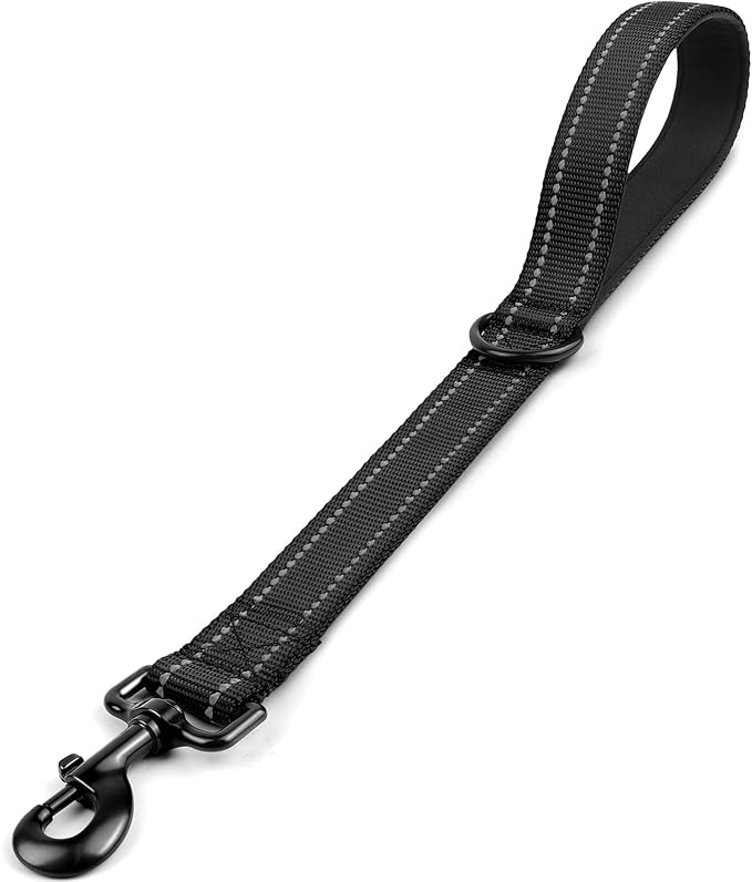Joytale Strong Short Dog Leash 18 Inch, 1.2 Inch Wide, Heavy Duty, Padded Handle for Traffic Control, Reflective Leash for Medium and Large Dogs Walking Training, Black