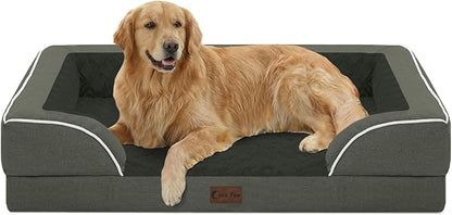 Casa Paw Orthopedic Dog Beds for Extra Large Sized Dogs, Waterproof Memory Foam XL Pet Bed with Sides 42x30Inch, Non-Slip and Egg-Crate Foam Big Dog Couch Bed with Removable Washable Cover, Dark Green
