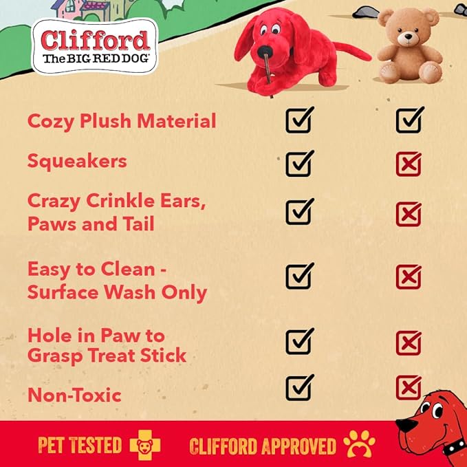 Clifford® Snuggle Buddy Medium Size Plush Dog Toy | Cozy Dog Stuffed Animals Play Toy for Medium to Large Dogs | Comfort, Squeakers, Crinkle, Interactive Bonding