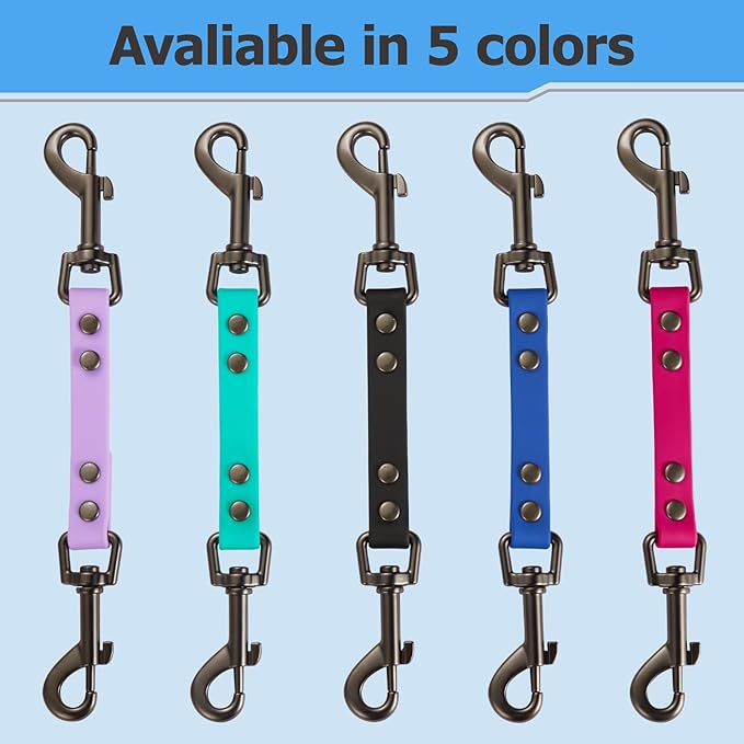 Dog Safety Collar Clip – Waterproof Backup Connector with Dual Hooks for Harness and Collar | Leash Safety Attachment for Training & Walking (Blue, 9 inch)