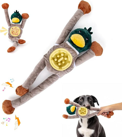 Squeaky Dog Toys, Interactive Plush Duck Chew Toy for Pets - Safe & Durable,Slow Feeder Dog Bowl,Ideal for Puppies & Small to Medium Dogs