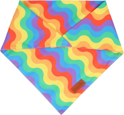 PTDECOR Rainbow Dog Bandanas Pride Day Dog Scarf Reversible Triangle LGBT+ Rainbow Bandanas for Medium Large Dogs Pets (Pride, Large)