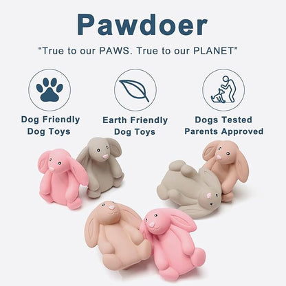 Pawdoer Squeaky Dog Toys for Medium Dogs, Soft Latex Bunny Squeaky Dog Ball, Cute Funny Squeak Rabbit Pet Toys