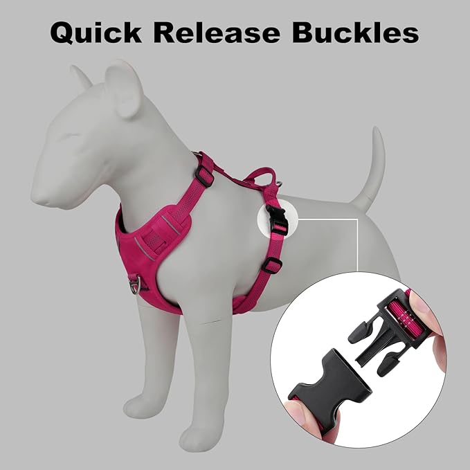 Plutus Pet No Pull Dog Harness, Reflective Adjustable Dog Vest Harness with Handle, Escape Proof, Soft Padded for Small Medium Large Dogs (Hot Pink, XS)