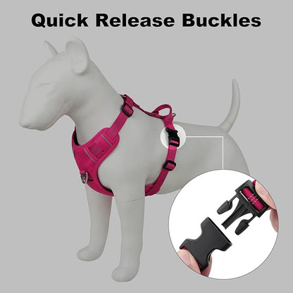 Plutus Pet No Pull Dog Harness, Reflective Adjustable Dog Vest Harness with Handle, Escape Proof, Soft Padded for Small Medium Large Dogs (Hot Pink, XL)