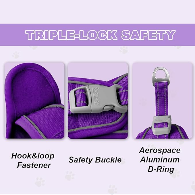 Cat Harness and Leash Set,Escape Proof Kitten Harness,Step in Adjustable Soft Lightweight,Easy Control,Reflective Strips Comfortable for Walking Travel(Purple,S)