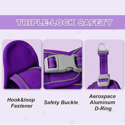 Cat Harness and Leash Set,Escape Proof Kitten Harness,Step in Adjustable Soft Lightweight,Easy Control,Reflective Strips Comfortable for Walking Travel(Purple,XXS)