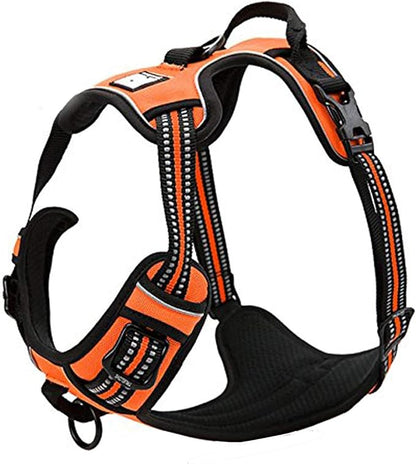TRUE LOVE Adjustable No-Pull Dog Harness Reflective Pup Vest Harnesses Comfortable Control Brilliant Colors TLH5651(Orange,L)